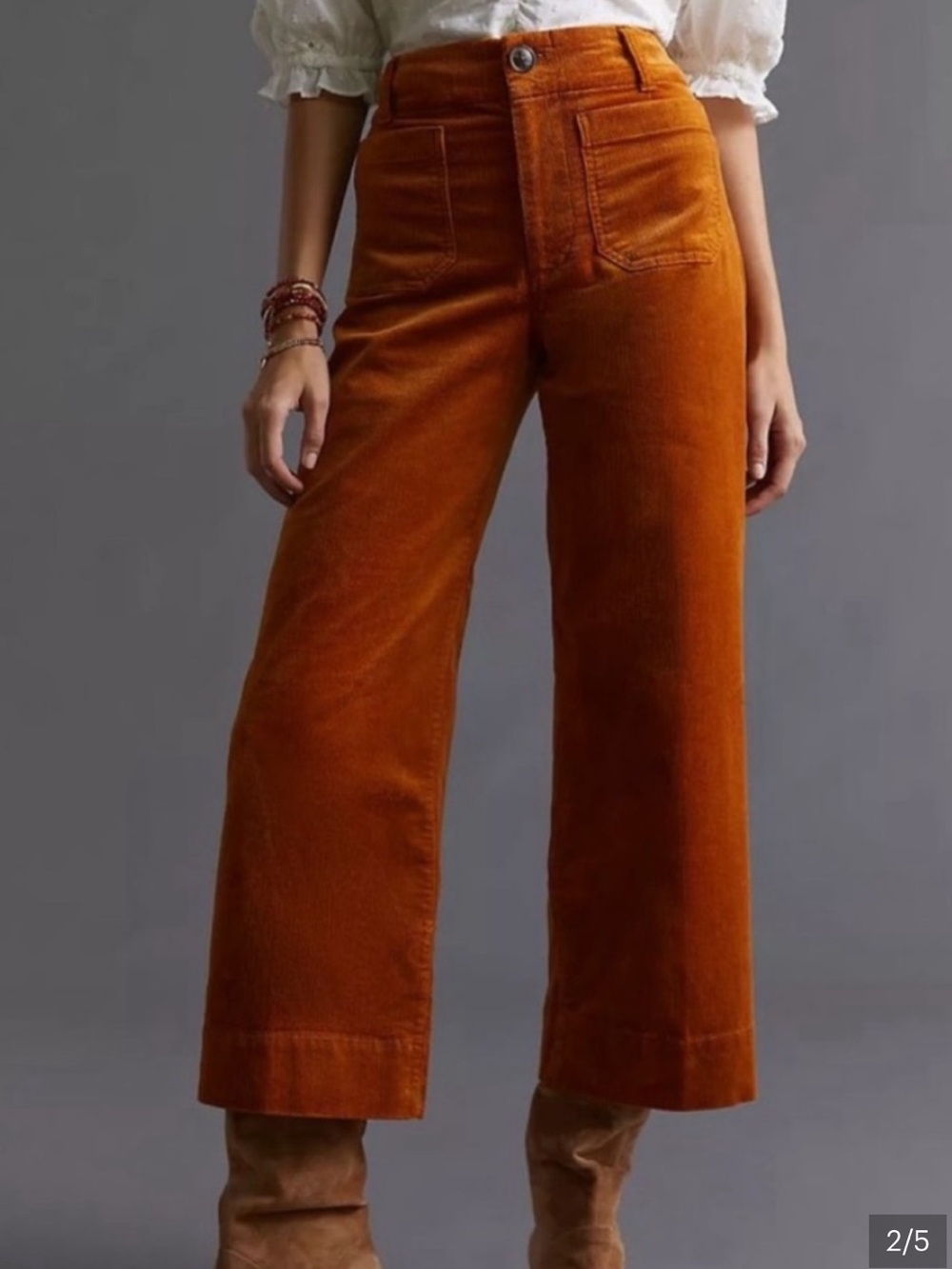Anthropologie Maeve The Colette Corduroy Crop Wide-Leg Pants size 24 - Picture 7 of 11